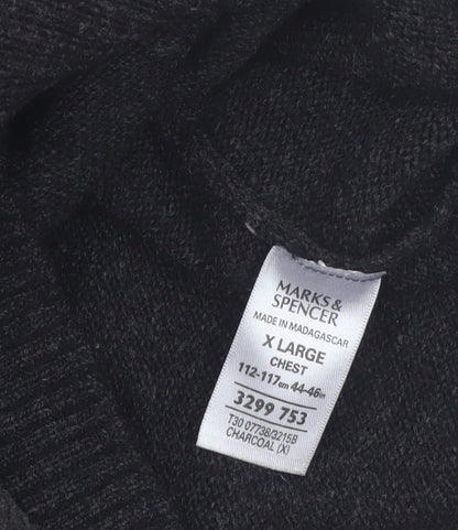 Marks and Spencer Men’s Grey XL 1/2 Zip Lambswool Jumper