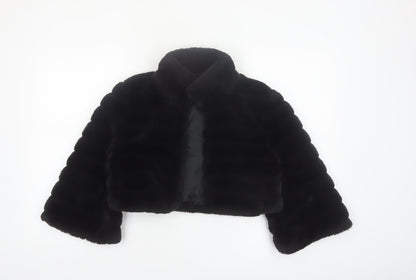 Début Women's Black Faux Fur Cropped Jacket Size 10 Formal Evening Wear