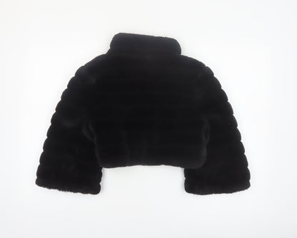 Début Women's Black Faux Fur Cropped Jacket Size 10 Formal Evening Wear