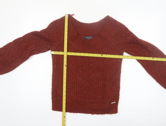 Abercrombie & Fitch Women’s Brown V-Neck Chunky Knit Jumper Size S