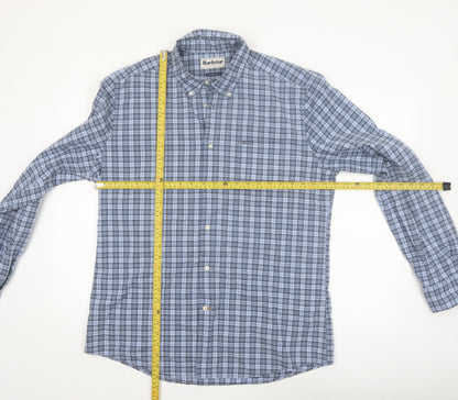 Barbour Men's Blue Check Long Sleeve Tailored Fit Cotton Shirt L