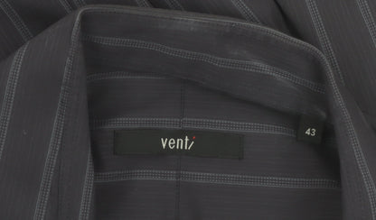 Venti Men's Black Striped Long Sleeve Cotton Button-Up Shirt Size 43