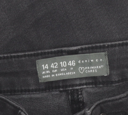 Primark Women Black Skinny Jeans Size 14 Mid Rise Stretch Denim