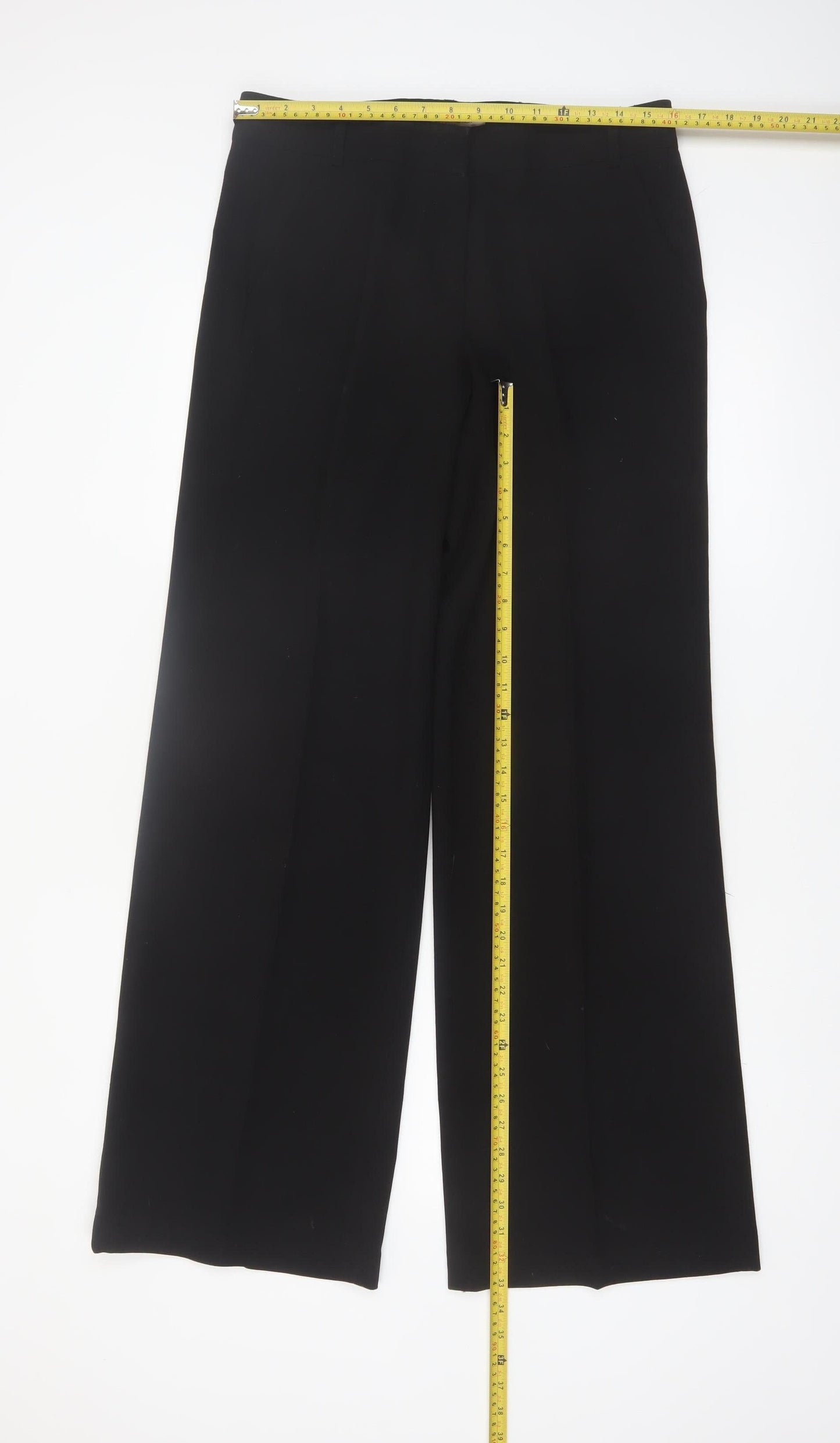 French Connection Women Black Size 12 Classic Wide-Leg Dress Pants