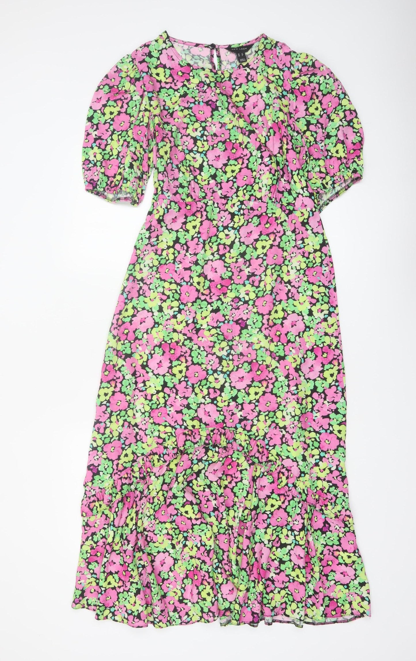New Look Women’s Multicoloured Floral Midi Fit & Flare Dress Size 10