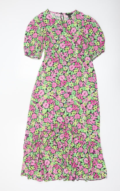 New Look Women’s Multicoloured Floral Midi Fit & Flare Dress Size 10