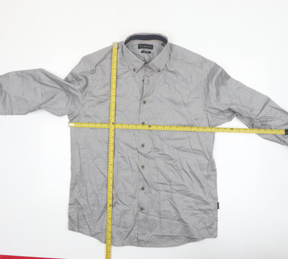 Bugatti Men's Grey Geometric Long Sleeve Button-Up Shirt Size L