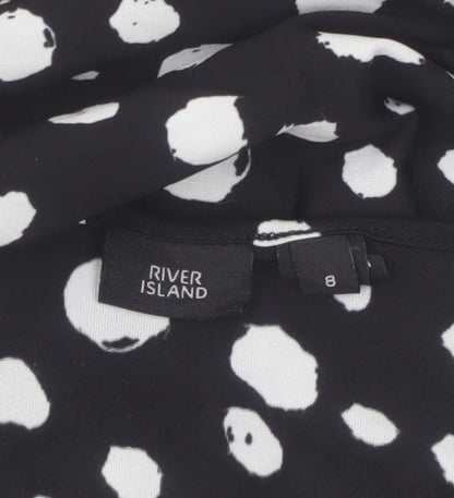 River Island Women’s Black Polka Dot Wrap Dress Size 8