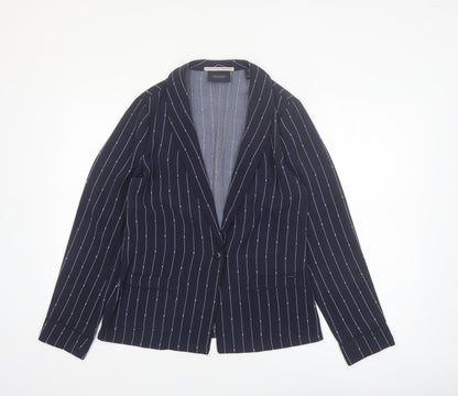 Scotch & Soda Women's Navy Pinstripe Single-Breasted Blazer Size S