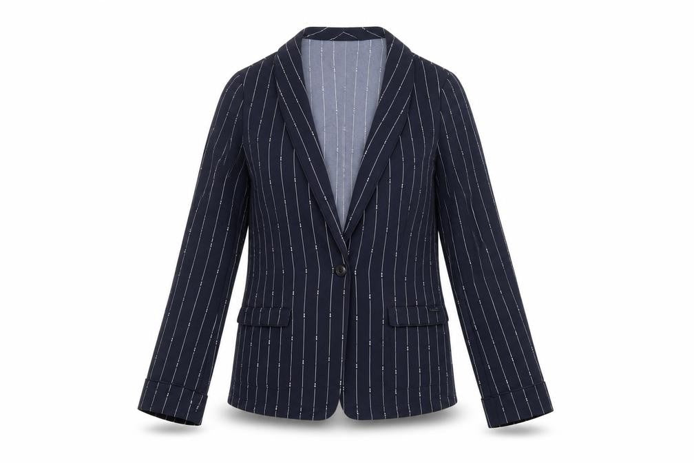 Scotch & Soda Women's Navy Pinstripe Single-Breasted Blazer Size S