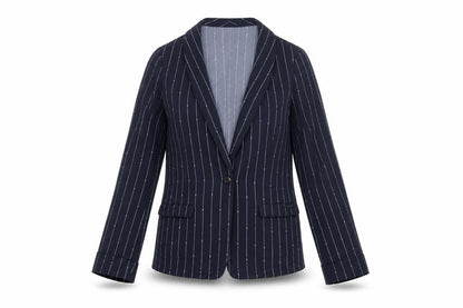 Scotch & Soda Women's Navy Pinstripe Single-Breasted Blazer Size S