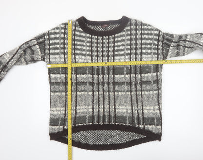 Phase Eight Women's Grey Chunky Knit Check Pullover Jumper S