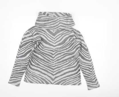 Oasis Women’s Grey Zebra Roll Neck Jumper XS Knit Pullover