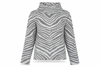 Oasis Women’s Grey Zebra Roll Neck Jumper XS Knit Pullover