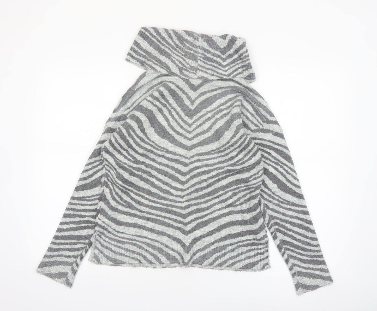 Oasis Women’s Grey Zebra Roll Neck Jumper XS Knit Pullover