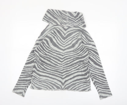 Oasis Women’s Grey Zebra Roll Neck Jumper XS Knit Pullover