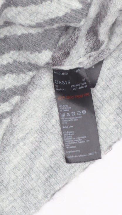 Oasis Women’s Grey Zebra Roll Neck Jumper XS Knit Pullover