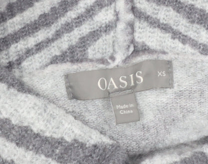 Oasis Women’s Grey Zebra Roll Neck Jumper XS Knit Pullover