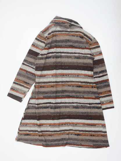 Paco Boutique Women Brown Striped Roll Neck Knit Shift Dress Size 16