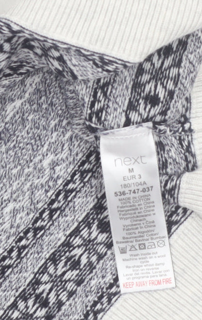 Next Men's Grey Fair Isle Cotton Crew Neck Jumper Size M