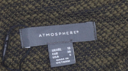 Atmosphere Women’s Khaki Zip-Up Jacket Size 10 Faux Leather Trim