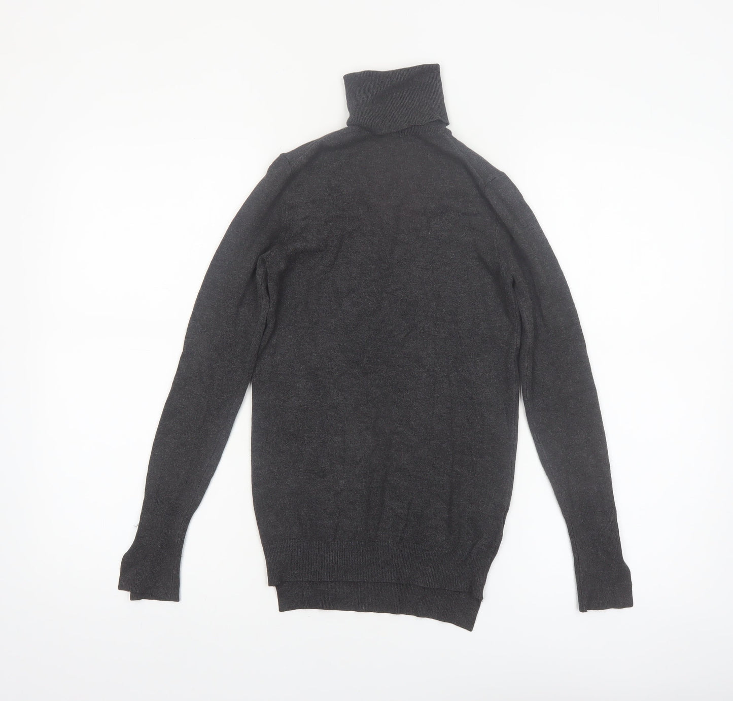 Zara Women Grey Roll Neck Knit Jumper Size S Slim Fit