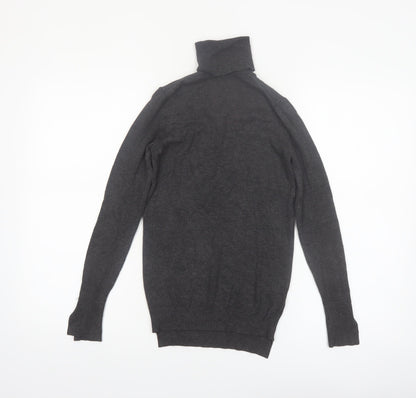 Zara Women Grey Roll Neck Knit Jumper Size S Slim Fit
