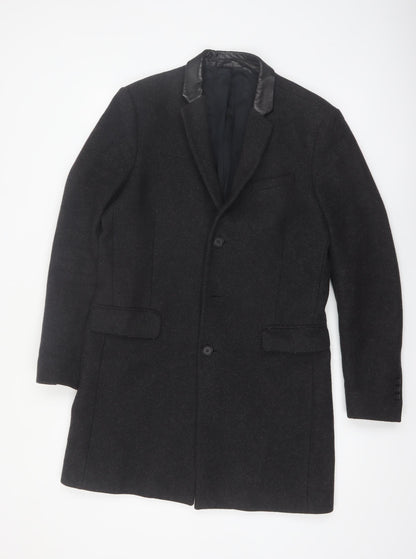 The Kooples Men's Black Wool Blend Slim Fit Overcoat Size 48