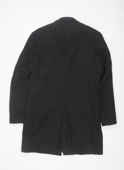 The Kooples Men's Black Wool Blend Slim Fit Overcoat Size 48
