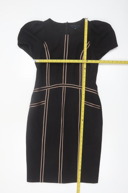 Bastyan Women’s Black Size 12 Sheath Work Dress with Puff Sleeves