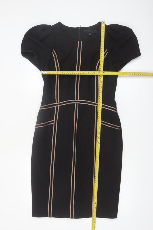 Bastyan Women’s Black Size 12 Sheath Work Dress with Puff Sleeves