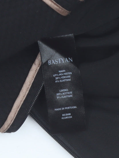 Bastyan Women’s Black Size 12 Sheath Work Dress with Puff Sleeves