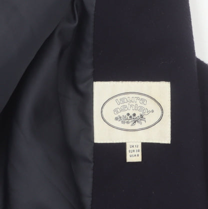 Laura Ashley Women's Navy Wool Cashmere Blend Long Coat UK 12