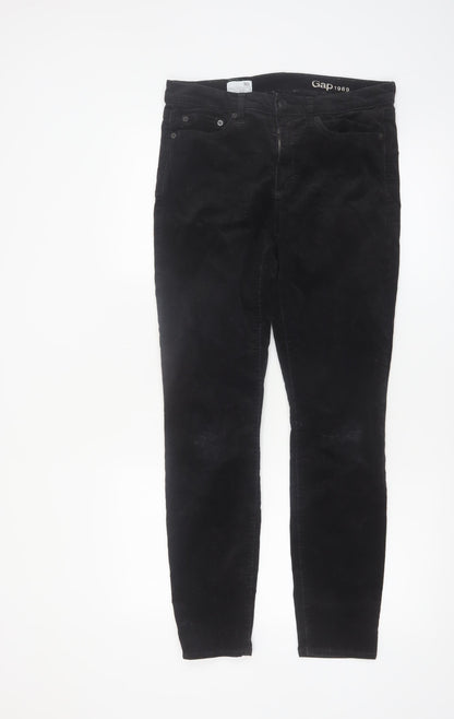 Gap 1969 Women Black Skinny Corduroy Trousers Size 12R