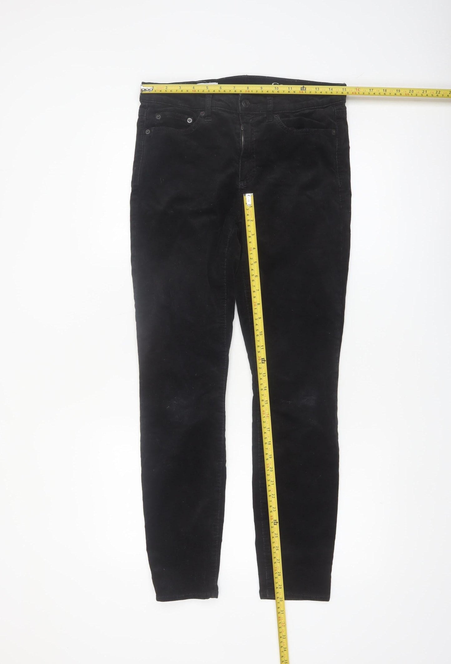 Gap 1969 Women Black Skinny Corduroy Trousers Size 12R