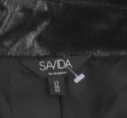 Savida Women's Black Trench Coat Size 12 Mid-Length Belted