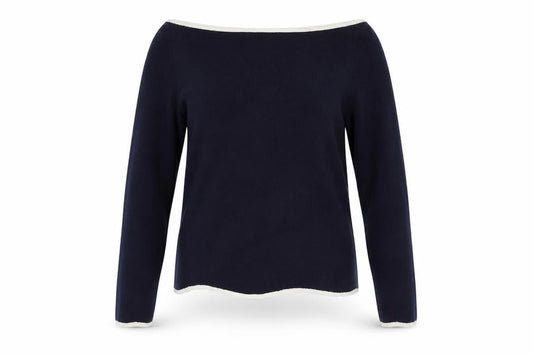 Warehouse Womens Blue Boat Neck Long Sleeve Knit Jumper Size 10