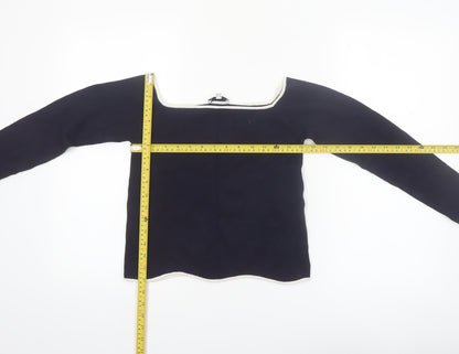 Warehouse Womens Blue Boat Neck Long Sleeve Knit Jumper Size 10