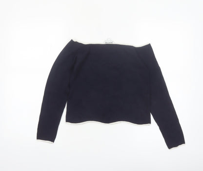 Warehouse Womens Blue Boat Neck Long Sleeve Knit Jumper Size 10