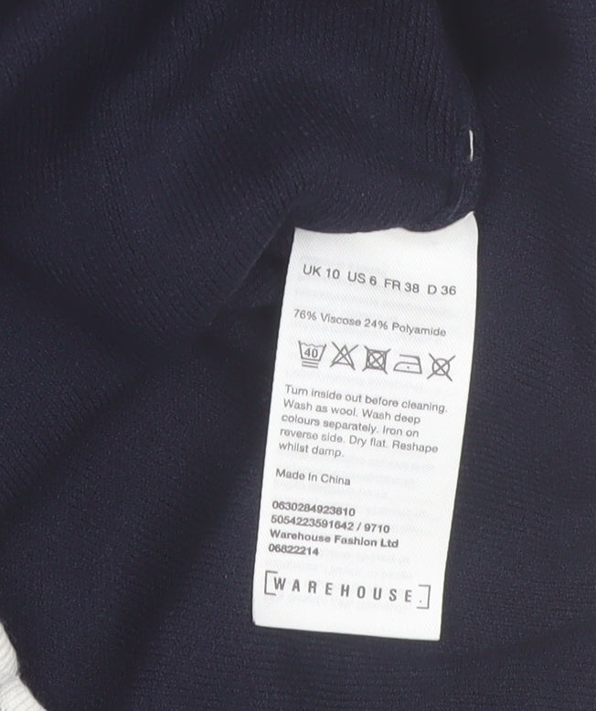 Warehouse Womens Blue Boat Neck Long Sleeve Knit Jumper Size 10