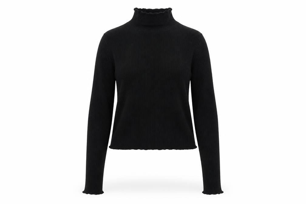 Pimkie Womens Black Slim Fit Mock Neck Long Sleeve Knit Jumper S