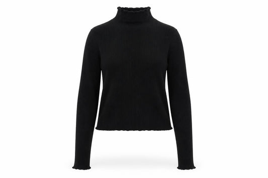 Pimkie Womens Black Slim Fit Mock Neck Long Sleeve Knit Jumper S