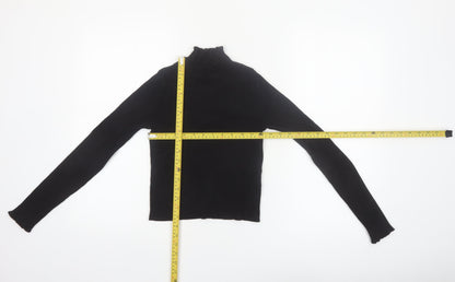 Pimkie Womens Black Slim Fit Mock Neck Long Sleeve Knit Jumper S