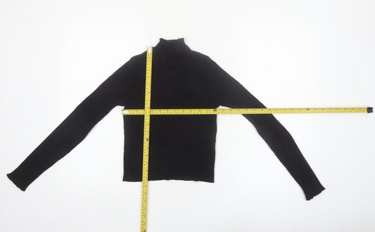 Pimkie Womens Black Slim Fit Mock Neck Long Sleeve Knit Jumper S