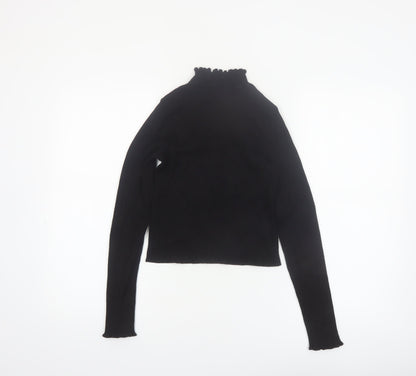 Pimkie Womens Black Slim Fit Mock Neck Long Sleeve Knit Jumper S