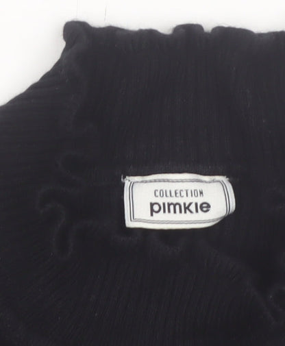 Pimkie Womens Black Slim Fit Mock Neck Long Sleeve Knit Jumper S