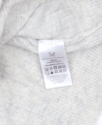 Crew Clothing Company Men's Grey Cable-Knit 1/2 Zip Jumper M
