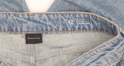 Massimo Dutti Women Blue 14 High Rise Cropped Wide-Leg Jeans