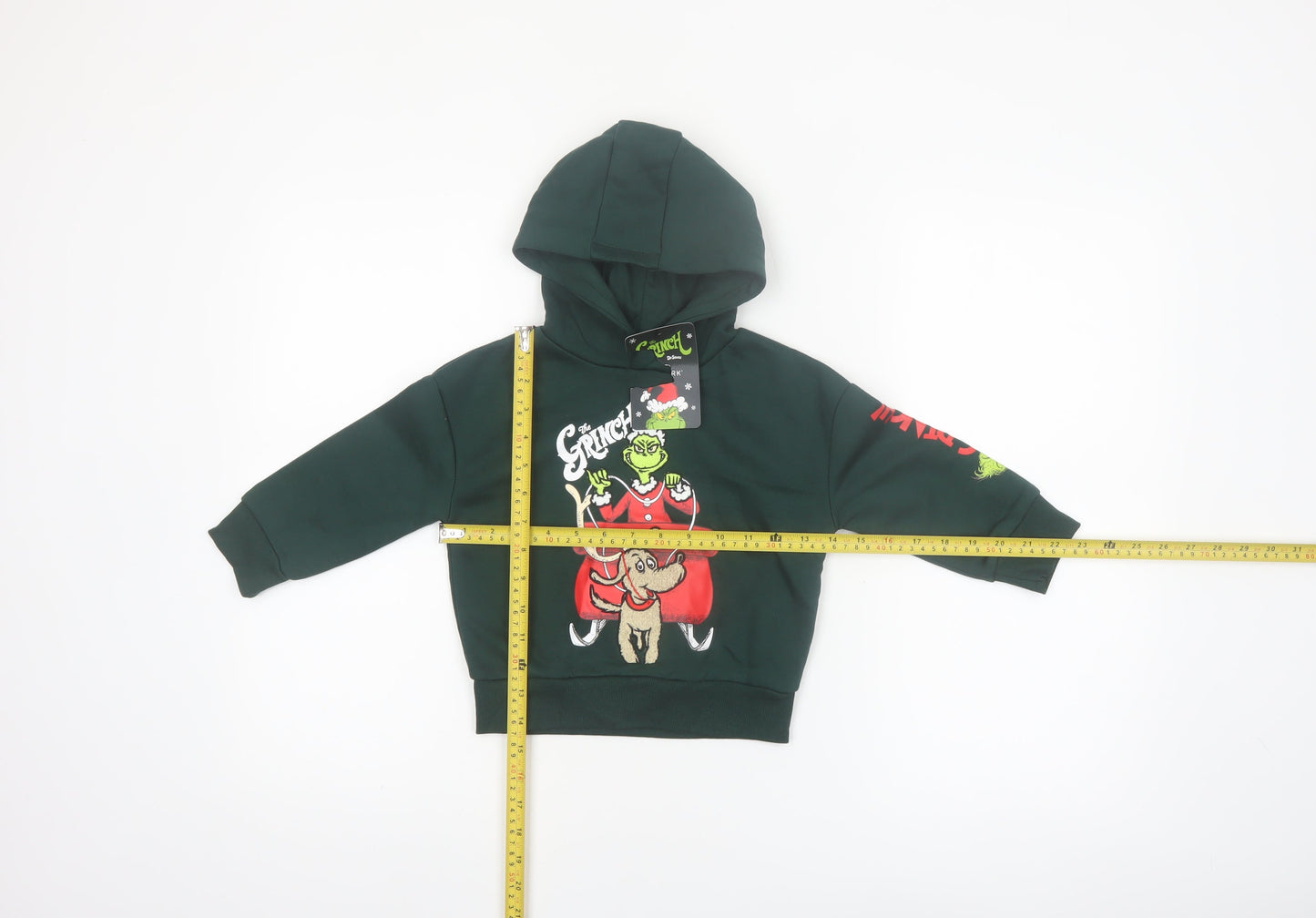 Primark Boys Green The Grinch Hoodie 1.5-2 Years Cotton Blend Christmas