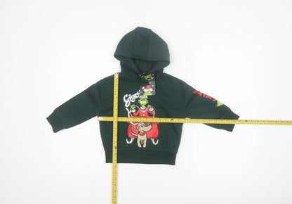 Primark Boys Green The Grinch Hoodie 1.5-2 Years Cotton Blend Christmas